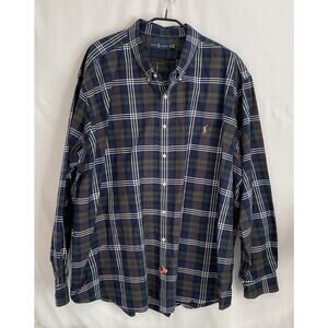 Ralph Lauren Men’s 4XLT Navy & Green Plaid Long Sleeve